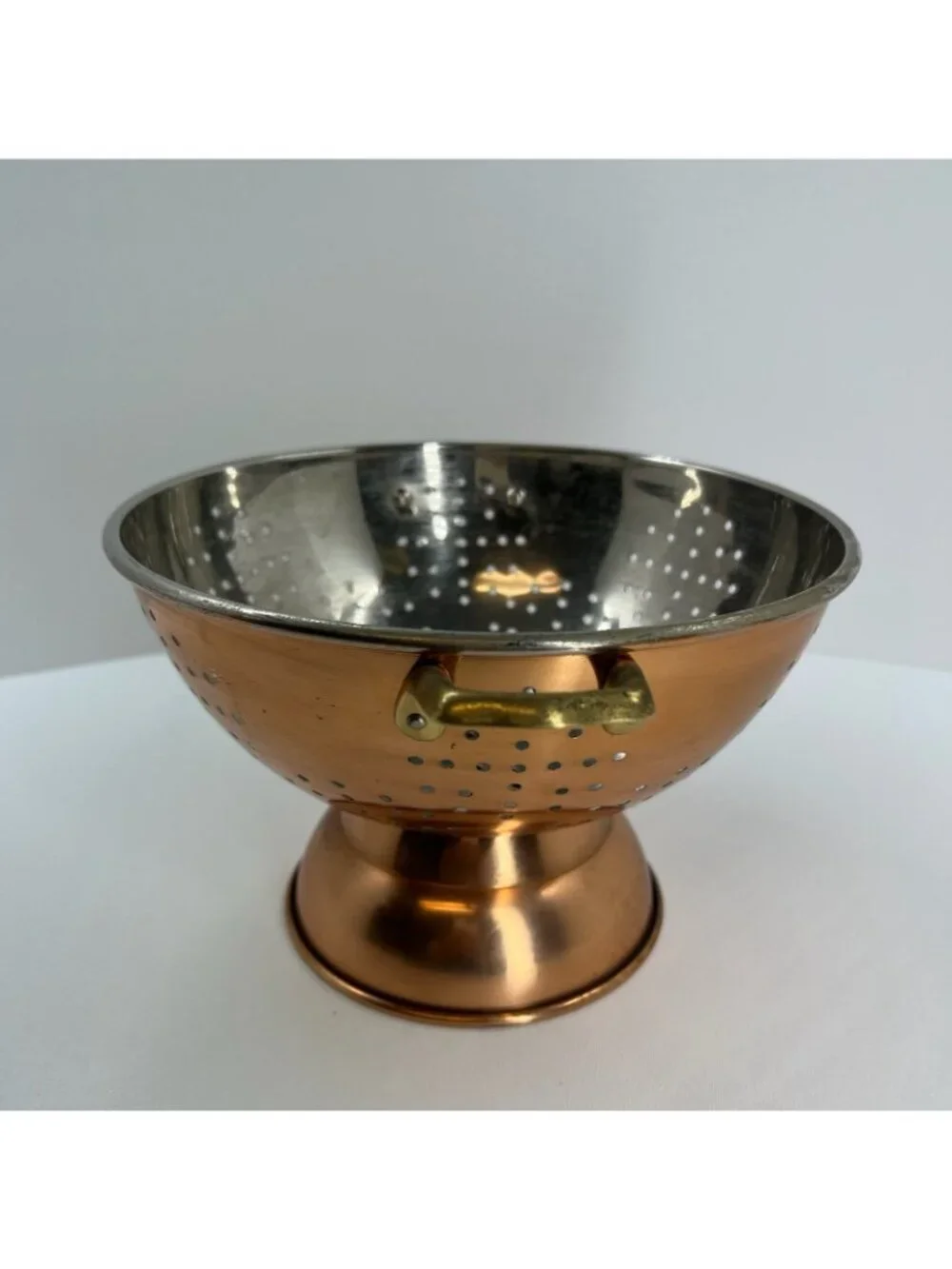 Vintage Copper Colander Pedestal Strainer Made in Korea 9